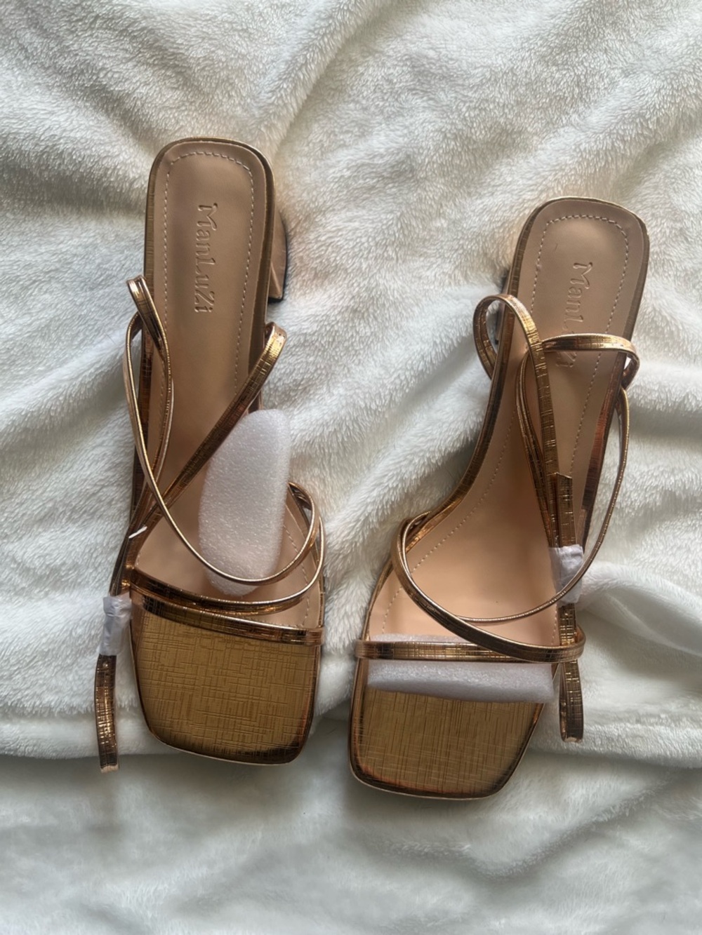 SHEIN Champagne Strappy Womens Heels